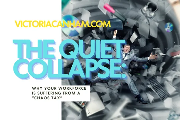 Victoria Canham Consultancy | A image of a suited employee silently falling into a pit of chaos victoriacanham.com