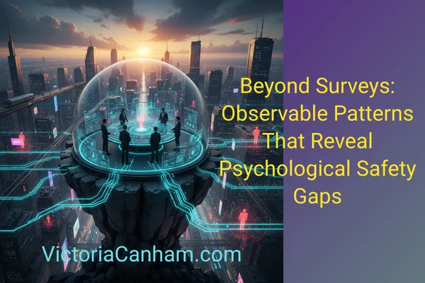 Victoria Canham Consultancy | A conceptual image of human behaviour patterns, hidden indicators, and observable actions used to measure psychological safety beyond basic surveys.
