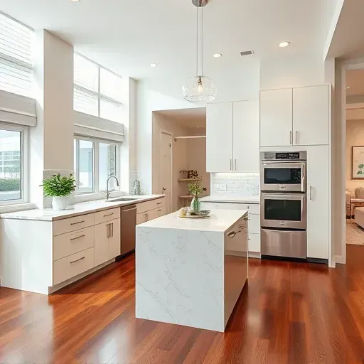Modern Highland Beach kitchen with sleek cabinetry, marble counters, stainless appliances, and open-concept design.
