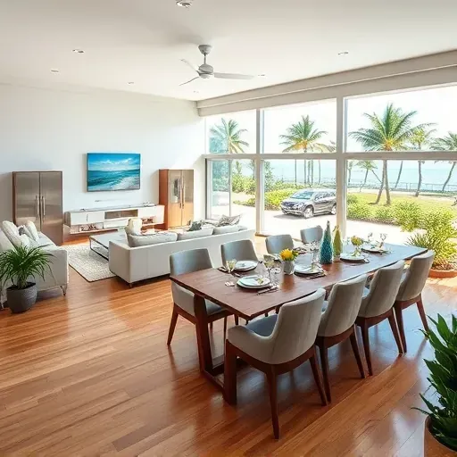 Open-concept living space in North Palm Beach, FL, blending modern elegance with coastal charm and abundant natural light.