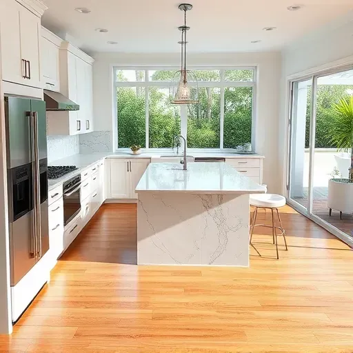 Modern kitchen in Jupiter, Florida, featuring high-end appliances, quartz countertops, and custom cabinetry with coastal elegance.