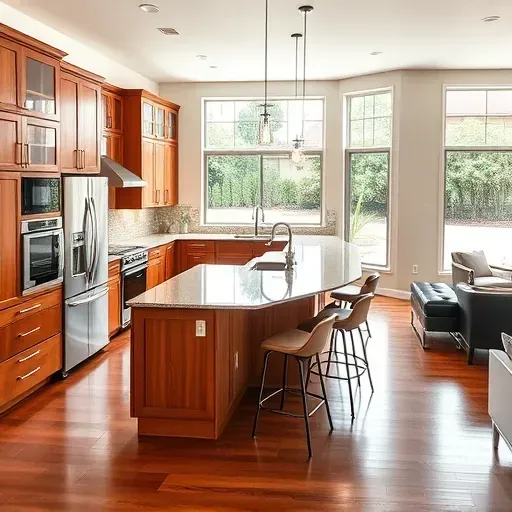 Finished modern kitchen in Frenchmans Reserve, FL with wood cabinetry, granite island, stainless appliances, and natural light.