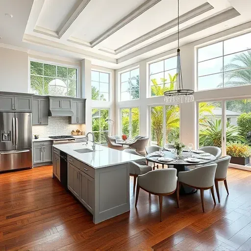 Whole-home remodeling in Old Palm, FL, showcasing a modern open-concept living space with elegant design features.