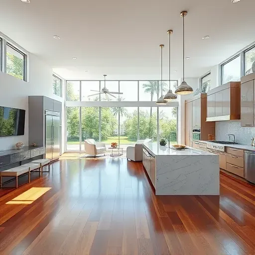 Elegant living room in a Whole-Home Remodel on Hypoluxo Island, FL, showcasing modern design and natural light.
