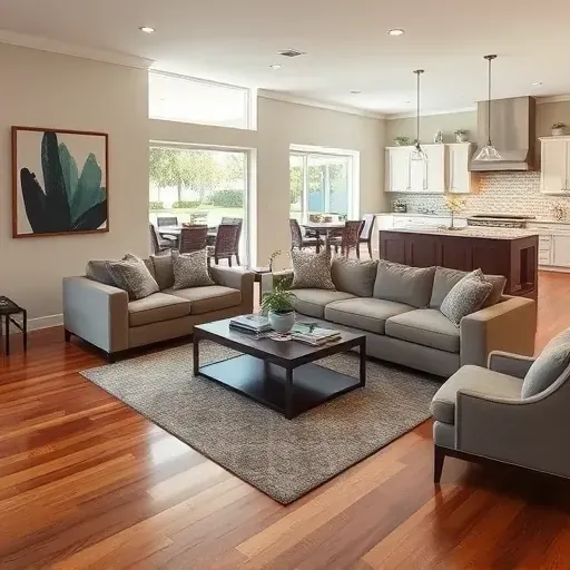 Modern living room in Atlantis, FL, showcasing elegant design, open floor plan, and high-end kitchen finishes.