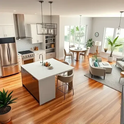 A luxurious Whole-Home Remodel in Palm Beach Gardens, featuring a modern kitchen, elegant dining, and airy living space.