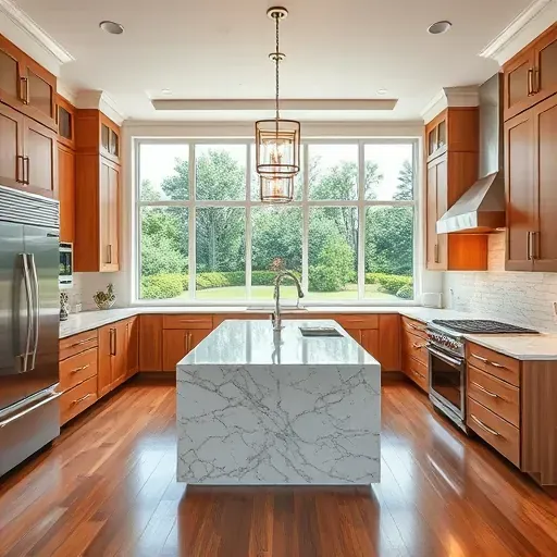 Renovated kitchen in The Bears Club, FL, featuring quartz countertops, stainless steel appliances, and custom wood cabinetry.