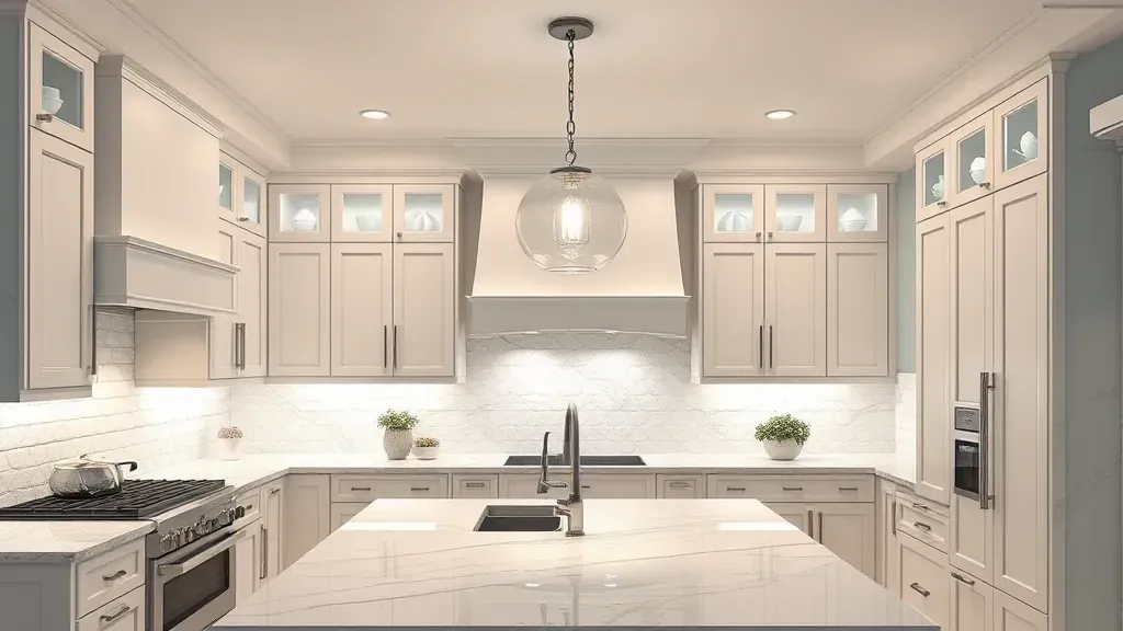 Kitchen lighting installation project showcasing modern designs in a beautiful home in Jupiter, FL.