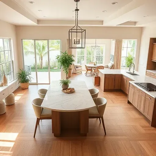 Modern Whole-Home Remodeling in Palm Beach features a stylish open-concept living space with elegant furnishings.