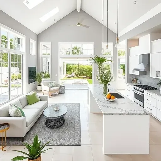 Spacious open-concept living area in Hobe Sound, FL, with modern design, large windows, and coastal charm.