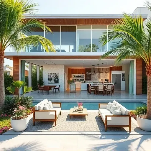 Stunning coastal whole-home remodel in Juno Beach, FL, featuring modern design, lush landscaping, and elegant outdoor spaces.