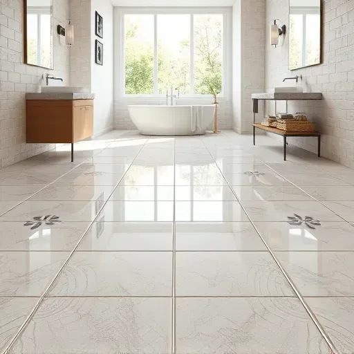 Flawless tile installation in a modern Jupiter, FL bathroom with mosaic patterns, glossy tiles, and natural light reflections.