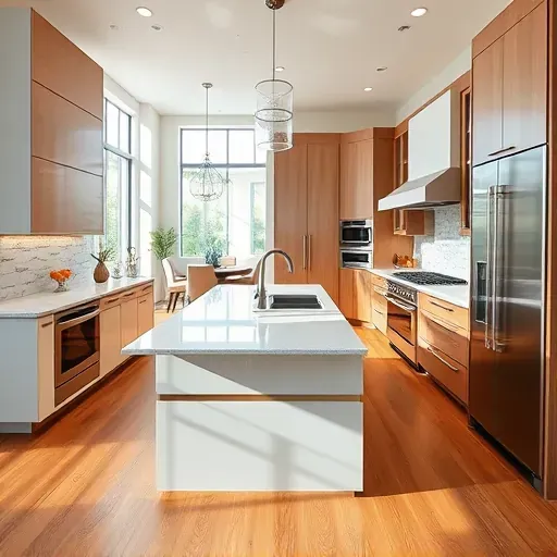 Luxurious renovated kitchen in Royal Palm Beach, FL with modern cabinetry, quartz countertops, stainless steel appliances, and elegant lighting.