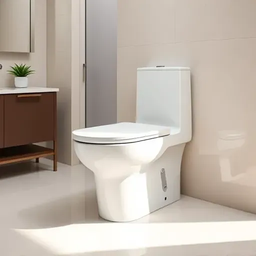 Newly installed white porcelain toilet with modern design, chrome fixtures, in a bright, stylish Jupiter, FL bathroom setting.