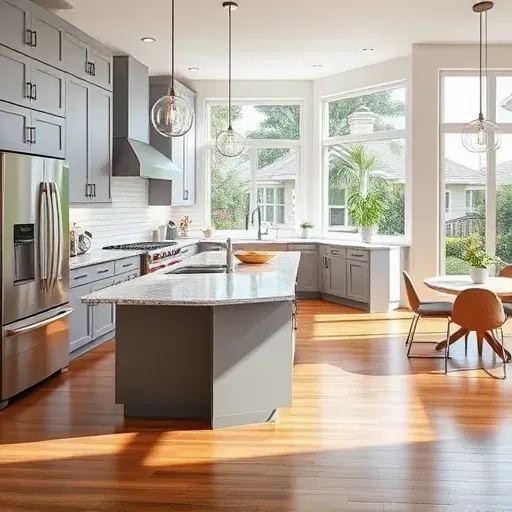 Modern Seminole Landing kitchen with sleek cabinetry, stainless appliances, granite island, and natural light.