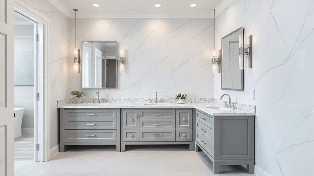 Vanity installation project showcasing elegant designs in a modern bathroom in Jupiter FL.
