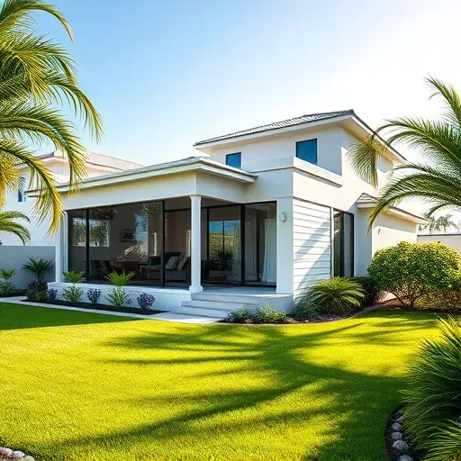 Beautiful home addition in Jupiter, FL with modern design, large windows, tropical landscaping, and high-quality materials.