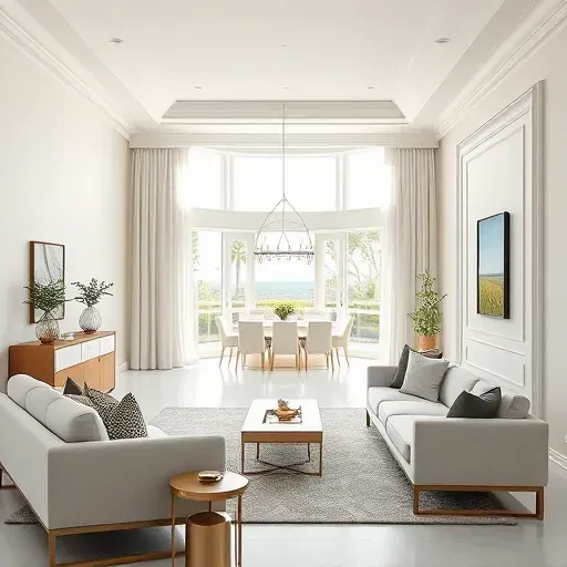 Freshly painted modern living room in Jupiter, FL with neutral walls, stylish decor, large windows, and coastal-inspired accents.