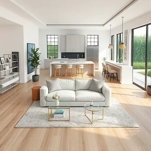 Modern Riviera Beach living room remodel with open floor plan, elegant furniture, and natural light highlighting textures.