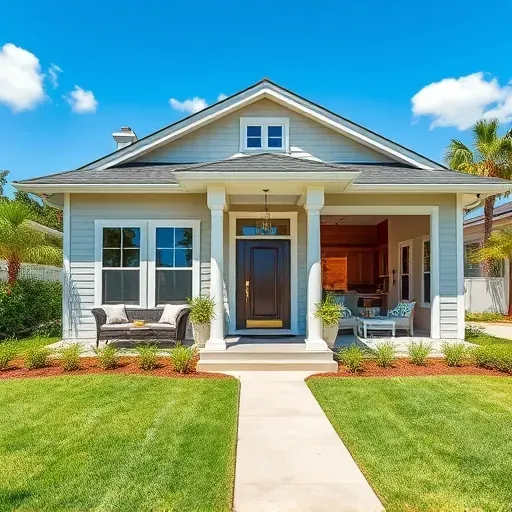 Whole-home remodeling in Tequesta, FL, showcasing a cozy modern exterior, lush landscaping, and a stylish entrance.