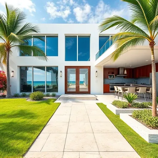 Whole-home remodeling in Juno Beach, FL features coastal modern design, lush landscaping, and elegant interior finishes.
