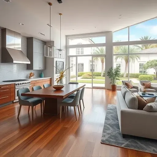 Whole-home remodeling in Mirasol, FL: modern open-concept living with elegant kitchen, dining, and living spaces.