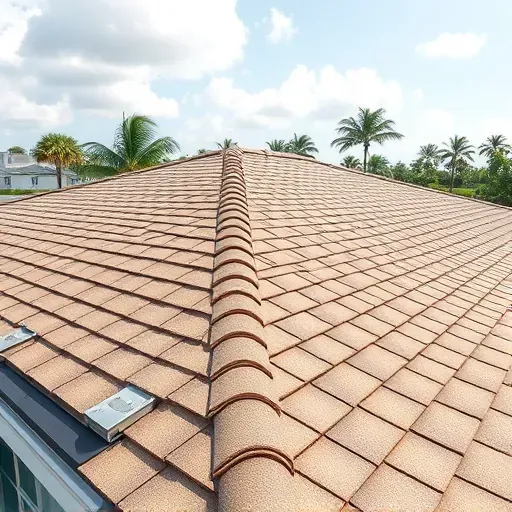Completed modern asphalt shingle roof in Jupiter, FL, with neat details, lush greenery, and sunny coastal sky.