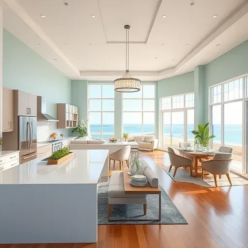 Elegant open-concept living area in a remodeled Jupiter, FL home, blending modern design with coastal charm.