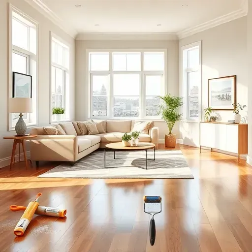 Beautifully painted modern living room in Jupiter, FL with neutral walls, hardwood floors, and stylish decor.