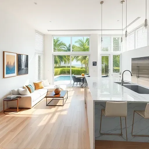 Whole-home remodeling in Royal Palm Beach, FL, featuring a modern, open living area with stylish furnishings and serene design.