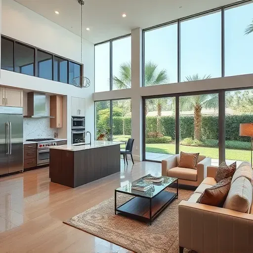 Luxurious Whole-Home Remodel in Frenchmans Reserve, FL, showcasing modern interiors, high ceilings, and serene garden views.