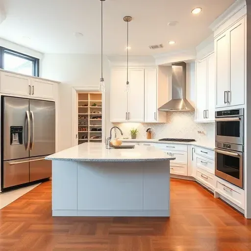 Luxurious remodeled kitchen in Loxahatchee, FL with modern cabinetry, granite island, stainless appliances, and natural lighting.