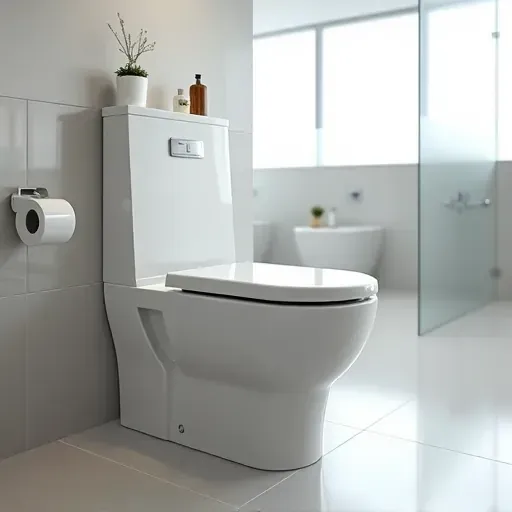 Modern bathroom in Jupiter, FL featuring a sleek, high-efficiency toilet, polished fixtures, and natural lighting for a clean, contemporary look.