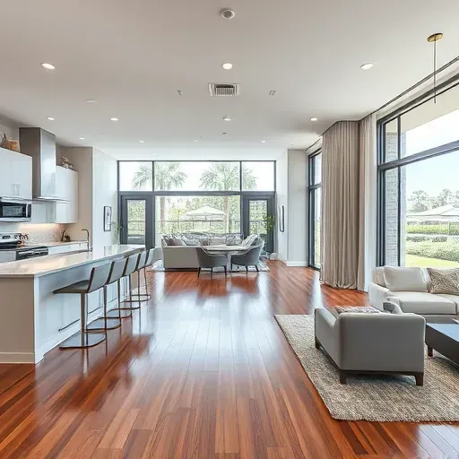 Whole-home remodeling in Atlantis, FL, features a modern open-concept space with elegant decor, hardwood floors, and natural light.