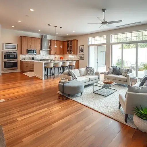 Whole-home remodeling in Wellington, FL, showcasing an elegant open-concept living area and gourmet kitchen with modern decor.