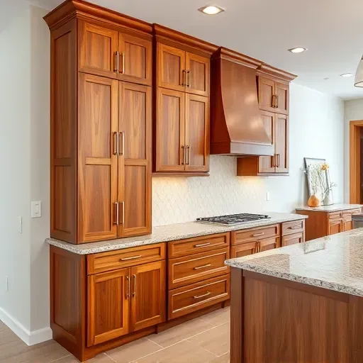 Elegant wooden kitchen cabinets with intricate details, polished hardware, and neutral backsplash in a modern Jupiter, FL kitchen.