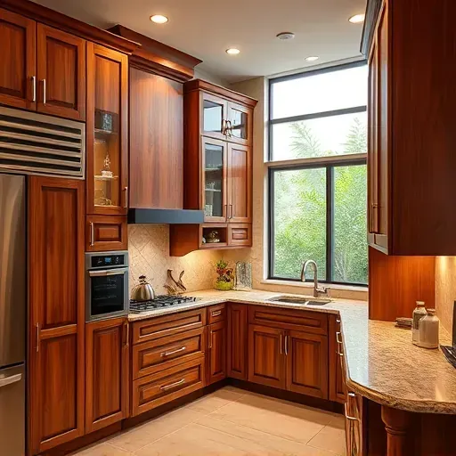 Beautiful custom wooden kitchen cabinets in Jupiter, FL, with warm finish, granite countertops, and modern appliances.