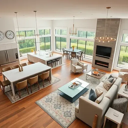 Whole-home remodeling in Frenchmans Reserve showcasing a contemporary living space with open layout, luxury finishes, and greenery.