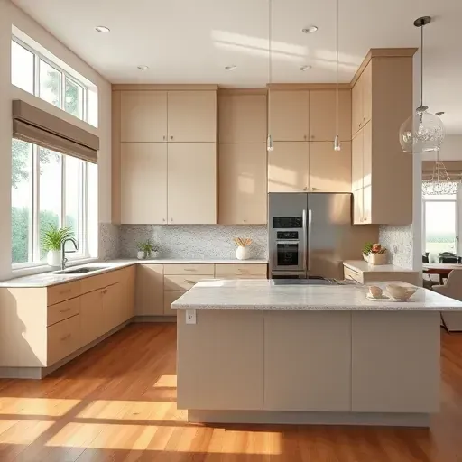 Renovated Mirasol kitchen featuring modern cabinetry, quartz countertops, stainless steel appliances, and elegant decor.