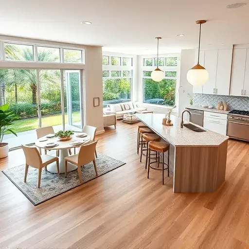 Open-concept living area in Palm Beach Shores, featuring modern design, natural light, and coastal charm.