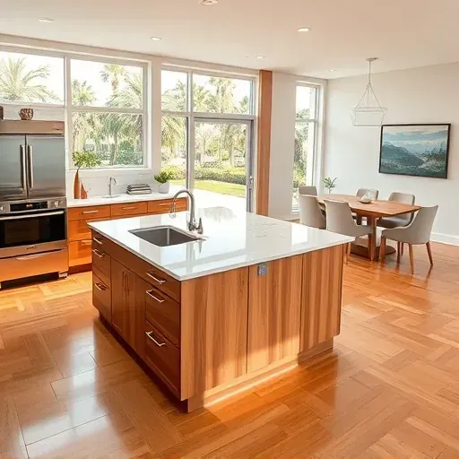 Recently remodeled kitchen in Jupiter, FL, featuring modern appliances, quartz countertops, and custom cabinetry, basking in natural light.