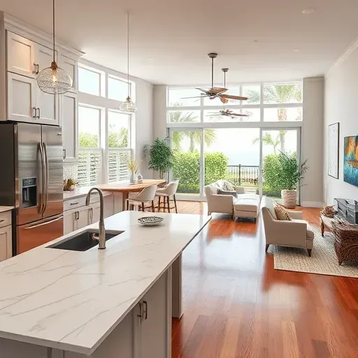 Whole-home remodel in Tequesta, FL, featuring a modern kitchen, airy living room, and coastal design accents.