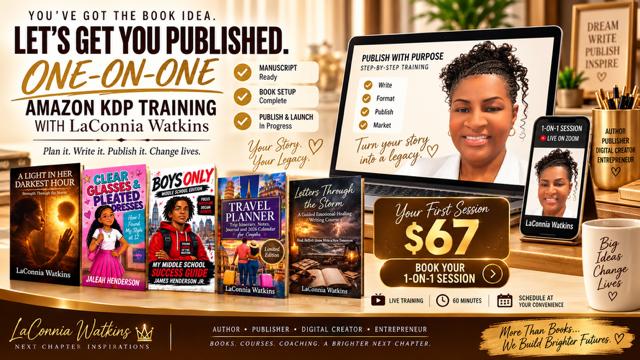 LaConnia Watkins Amazon KDP one-on-one publishing guidance and training