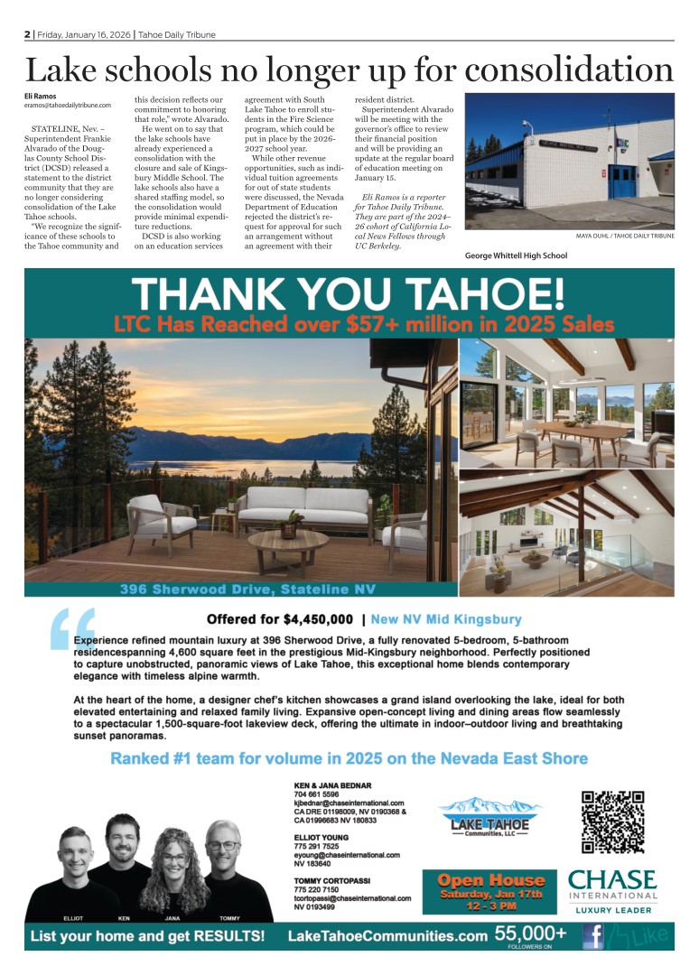 396 Sherwood Drive Featured in Tahoe Daily Tribune