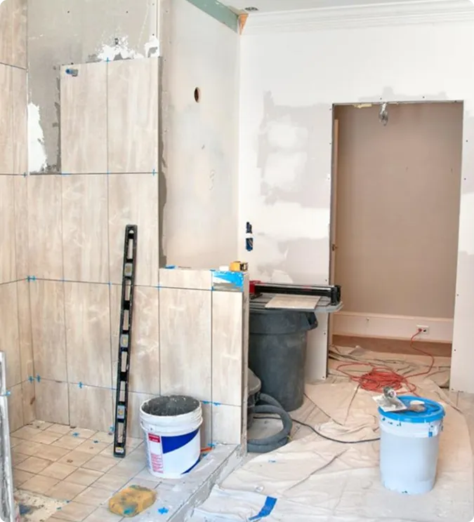 Fully prepped bathroom space after professional demolition, ready for bathroom renovation