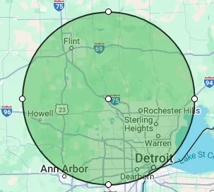 Google map of the metro detroit area