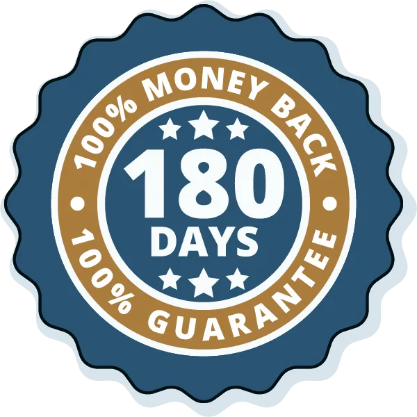 180 day money back guarantee logo