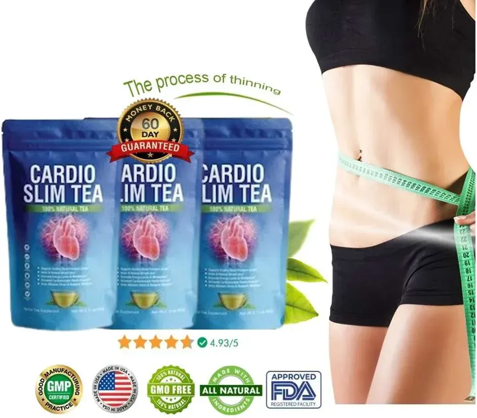 a fit lady with cardio slim tea bottle