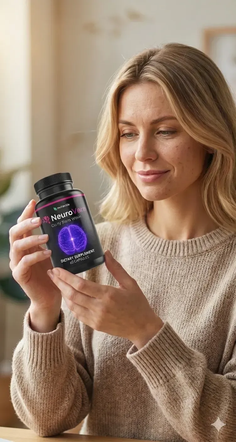 A lady holding NeuroVera bottle
