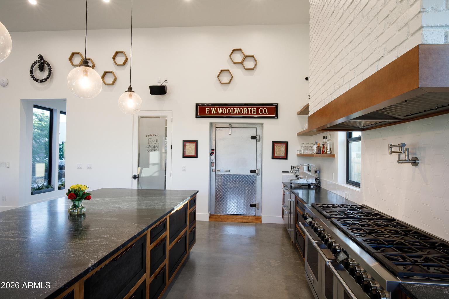 kitchen isle and fridge